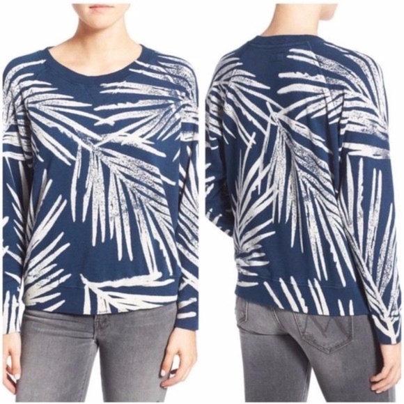 MOTHER Palm Leaf Print French Terry Sweatshirt EUC/sz L - Picture 1 of 16
